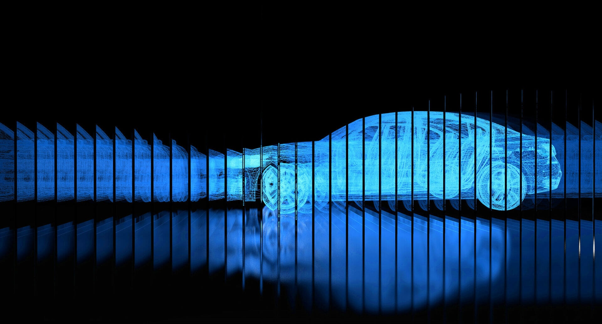 An image of a blue car on a black background.