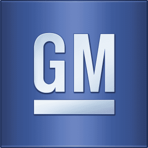 A blue square with the word gm on it.