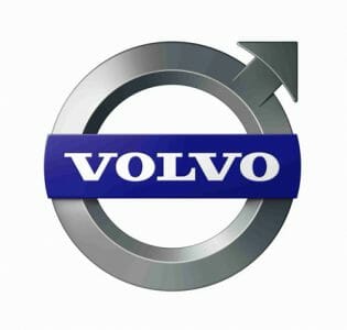 The volvo logo on a white background.