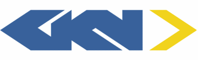 A blue and yellow logo with the letter k.