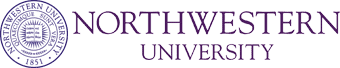 The northwestern university logo on a white background.