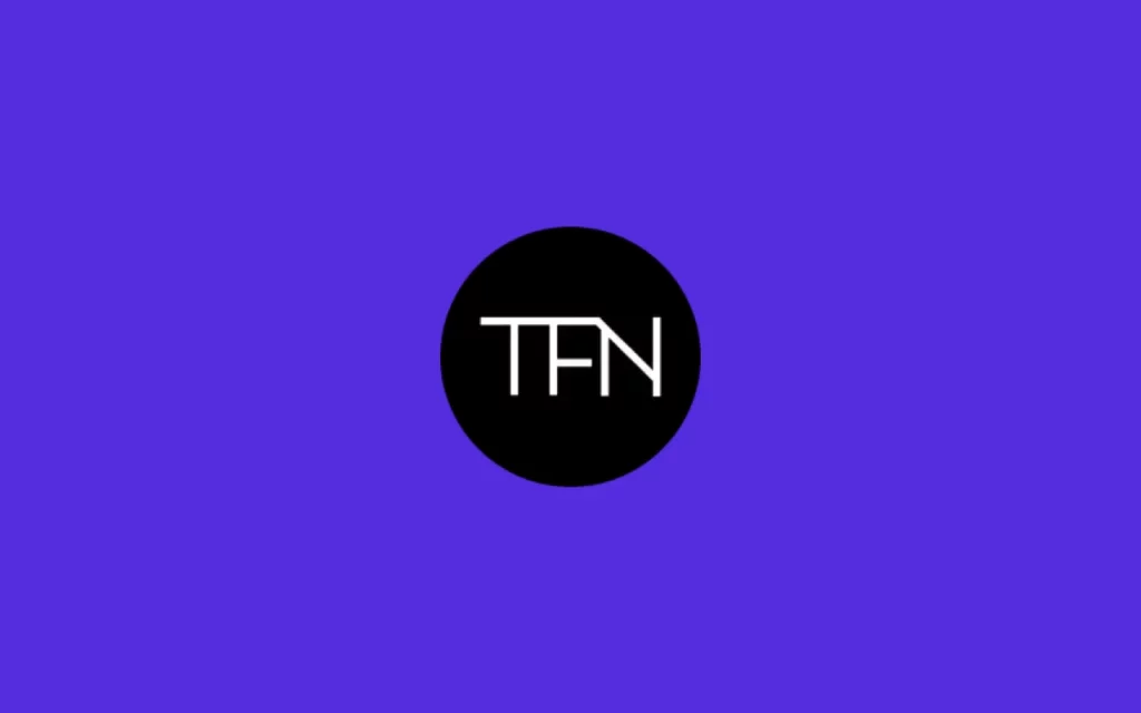 Tfn logo on a blue background.