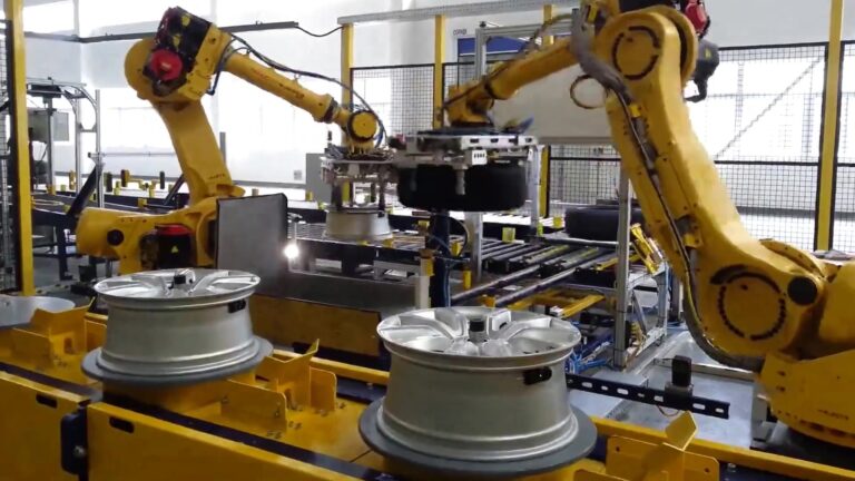 Automotive tire and wheel robot line